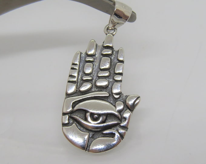 Sterling Silver Evil Eye Hamsa Charm Pendant