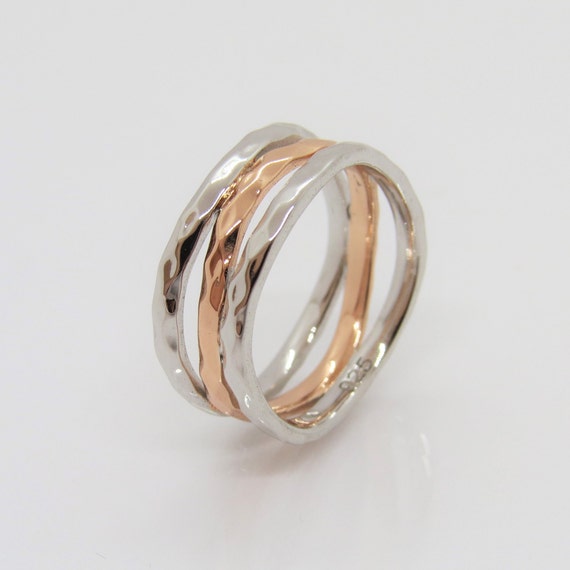 Vintage Sterling Silver Two Tone Rose Gold Plated… - image 1