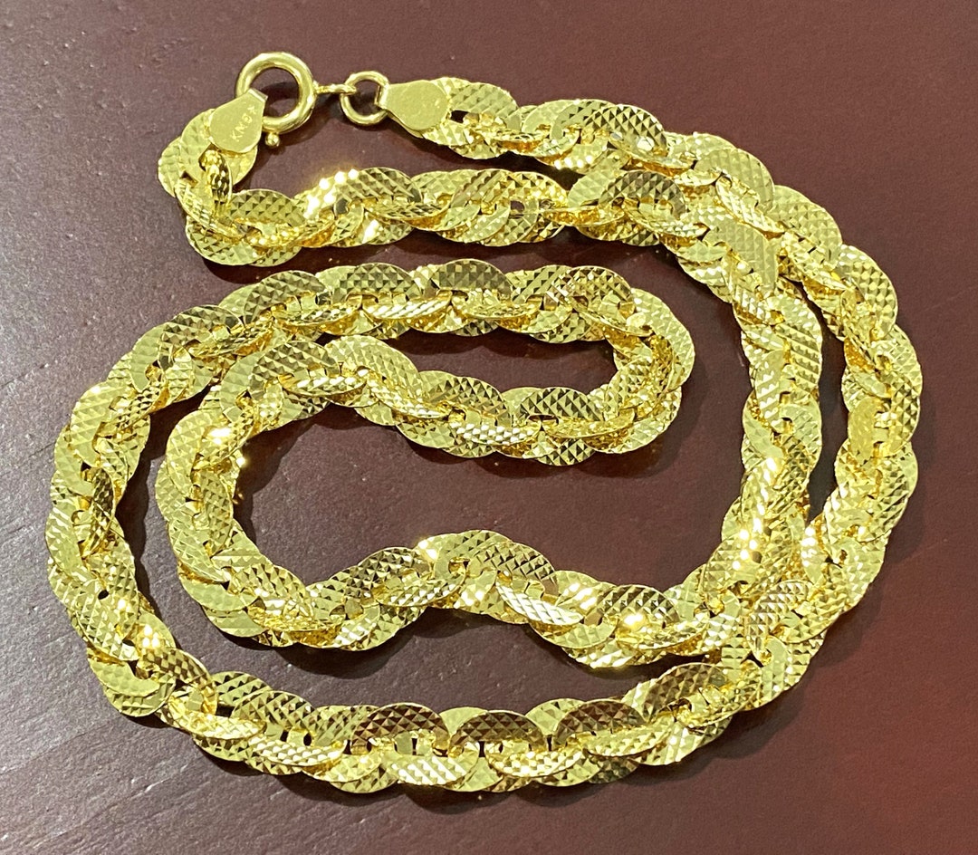 15K 610 Solid Gold Twisted Link Chain Necklace 17 1/2'' Etsy