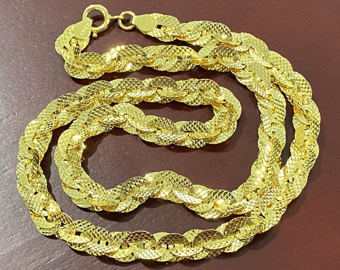 15K 610 Solid Gold Twisted Link Chain Necklace 17 1/2''