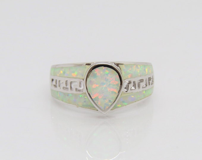 Vintage Sterling Silver Fire Opal Filigree Dome Ring Size 8