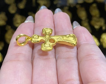 ヴィンテージ 24K 9999 純金ハートクロスペンダント。 - Etsy 日本