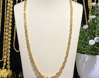 15K 610 Solid Gold Twisted Link Chain Necklace 19'' - Etsy