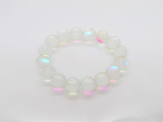 Vintage Jewelry White Moonstone Lucite Bead Brace… - image 2