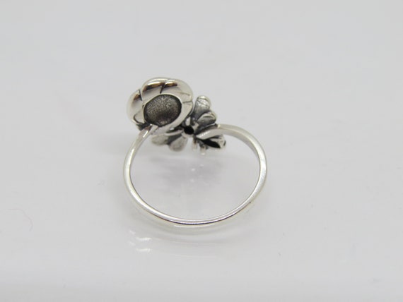 Vintage Sterling Silver Bee & Flower Ring Size 7.5 - image 2