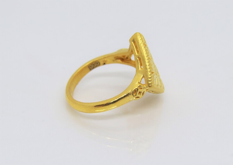 24K 999 Pure Gold Leaf Flower Clover Geometric Vintage Ring - Etsy