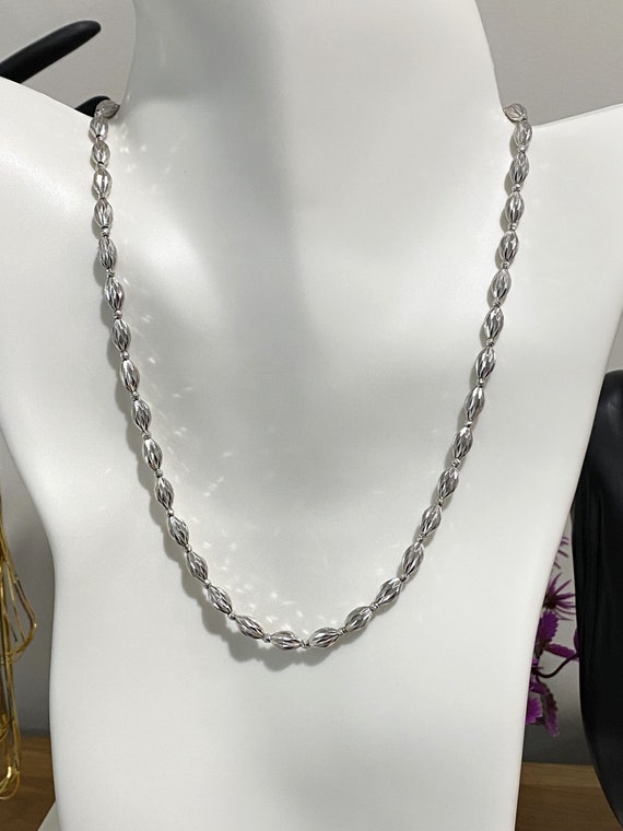Vintage 18K 750 Solid White Gold Ball Link Chain … - image 6