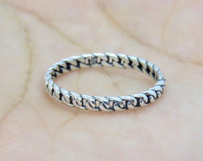 Vintage Sterling Silver Link Chain Band Ring Size 8