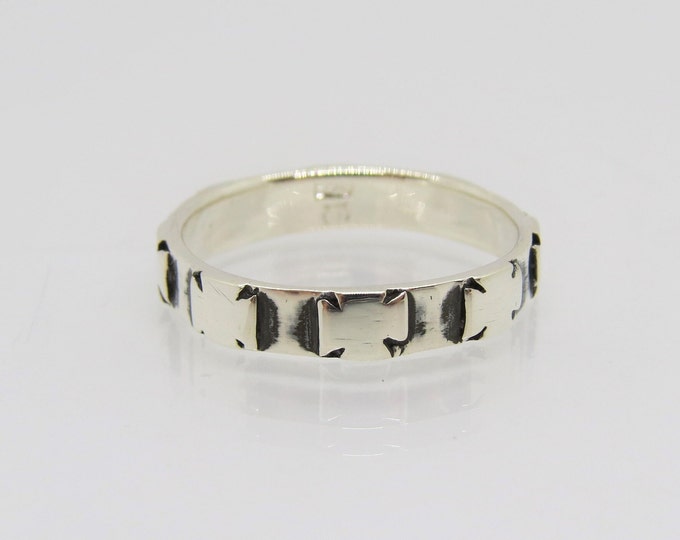 Vintage Sterling Silver CROSS Band Ring Size 10