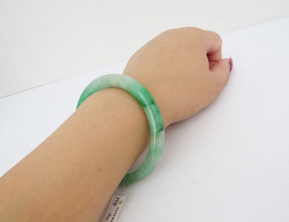 Vintage Translucent Natural Green Jadeite Jade Ba… - image 5