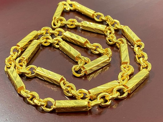 Vintage 24K 980 Solid Pure Gold Anchor Money Coin Chain Link