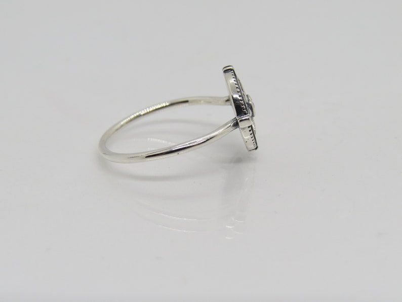 Vintage Sterling Silver Blue Opal Compass Ring Size 8