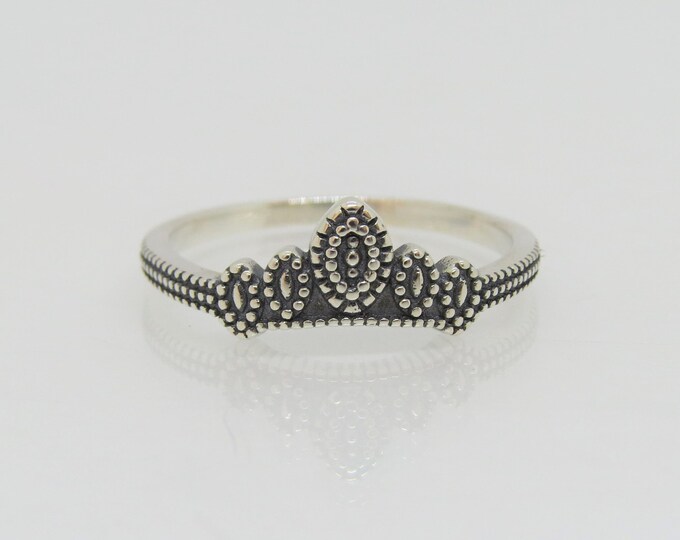 Vintage Sterling Silver Crown Ring Size 7