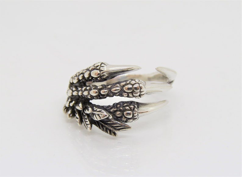Vintage Gothic Sterling Silver Claw Ring Size 9