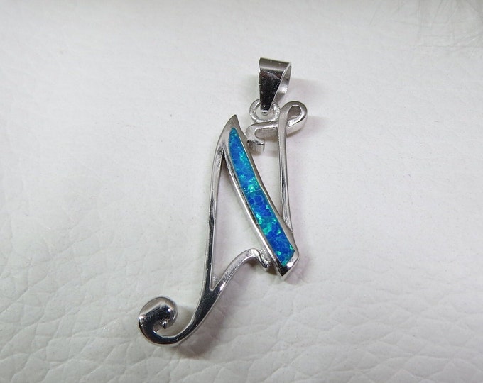 Sterling Silver Blue Opal Letter N Pendant