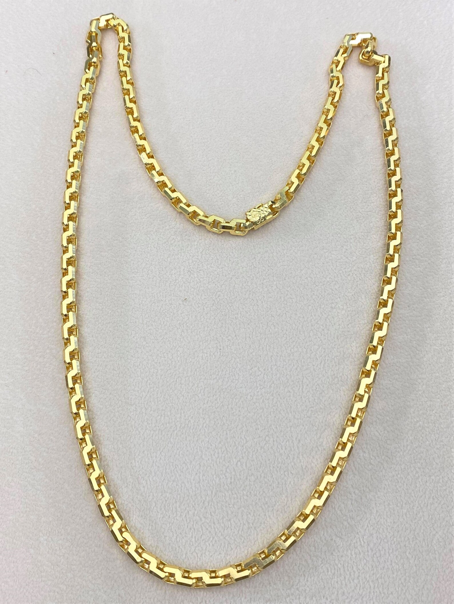 Vintage 14K Solid Gold Anchor Chain Link Necklace 24'' Etsy