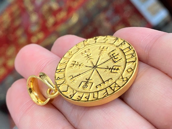 9999 Pure 24k Gold Viking Compass   Two Side Vint… - image 6