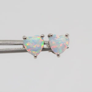 Vintage Sterling Silver Heart cut Fire Opal Stud Earrings