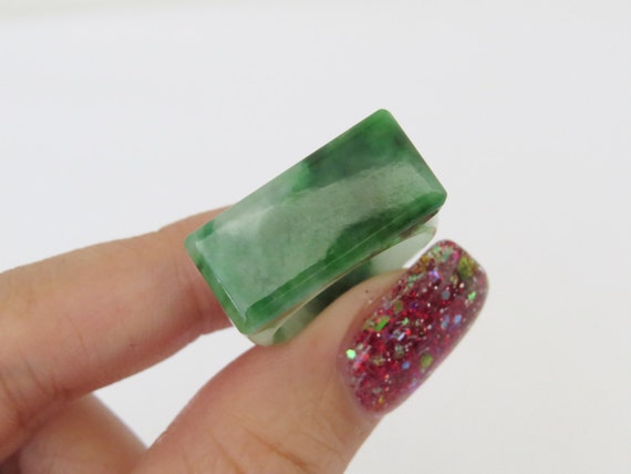 Vintage Natural Emerald Green Jadeite Jade Saddle