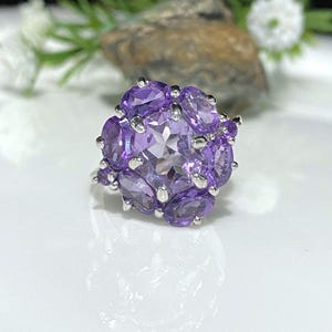 Vintage Sterling Silver Natural Amethyst Ring Size 7