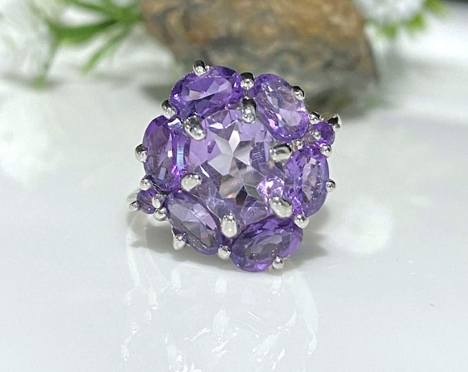 Vintage Sterling Silver Natural Amethyst Ring Size 7
