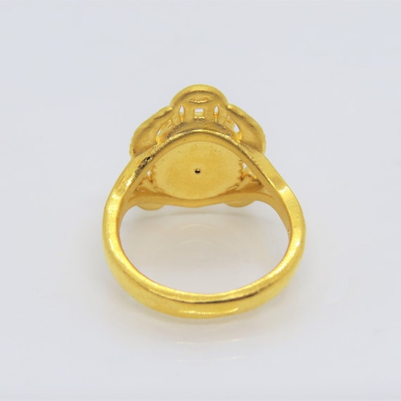 24K 9999 Pure Gold Ruby Frog Ring Size 7.5 - image 2