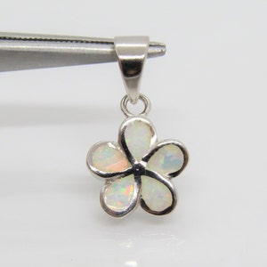 Vintage Sterling Silver White Opal Flower Pendant