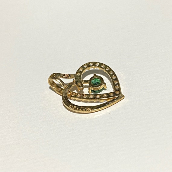 Vintage 18K Solid Yellow Gold Emerald & White Top… - image 4