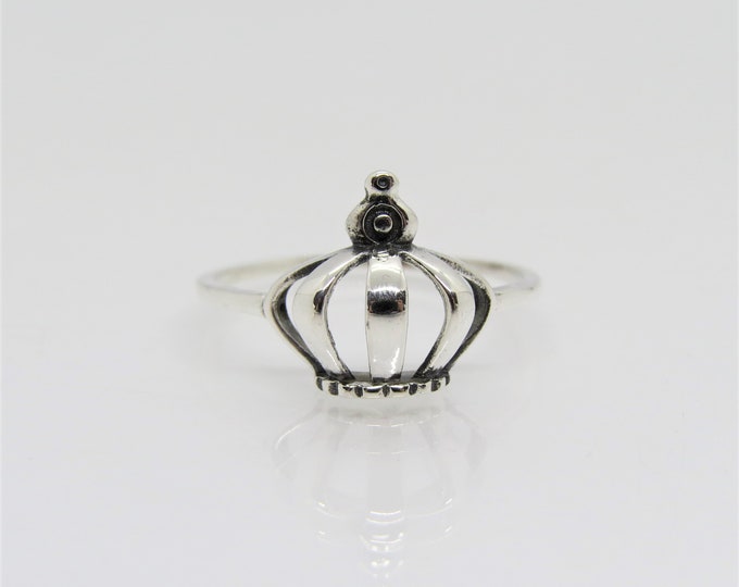 Vintage Sterling Silver Crown Ring Size 7