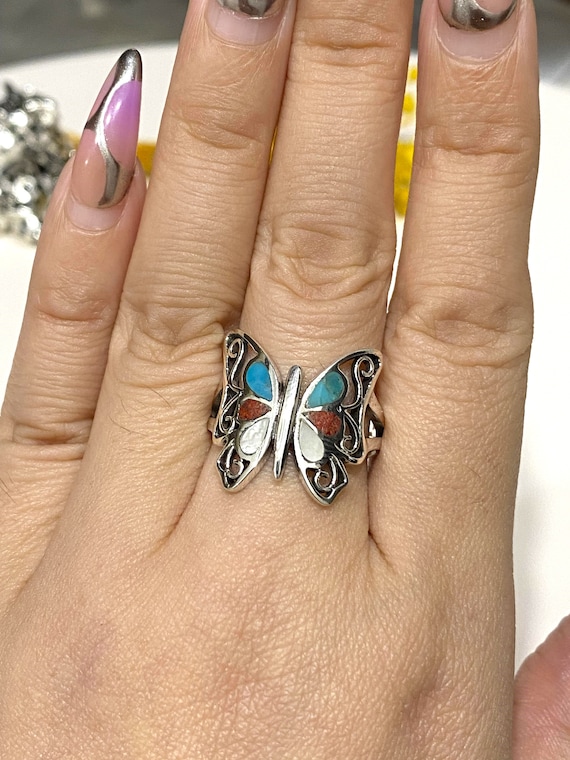 1950s Zuni Inlay Butterfly Pin
