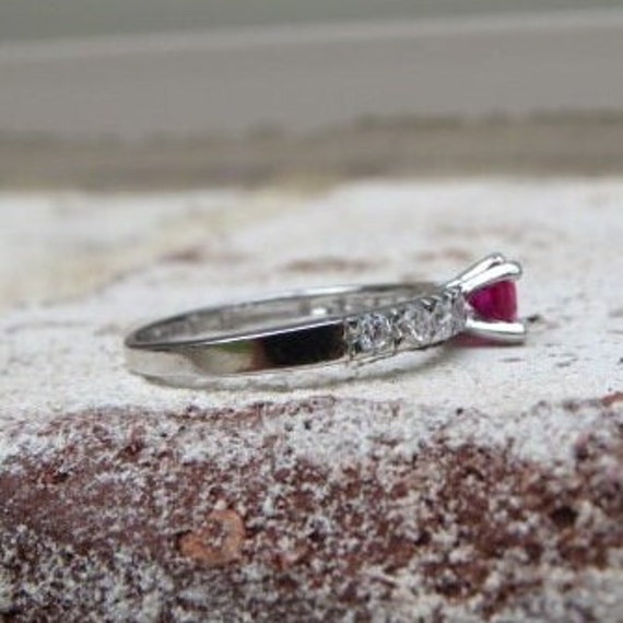 Vintage Sterling Silver Ruby Ring Size 7 - image 3