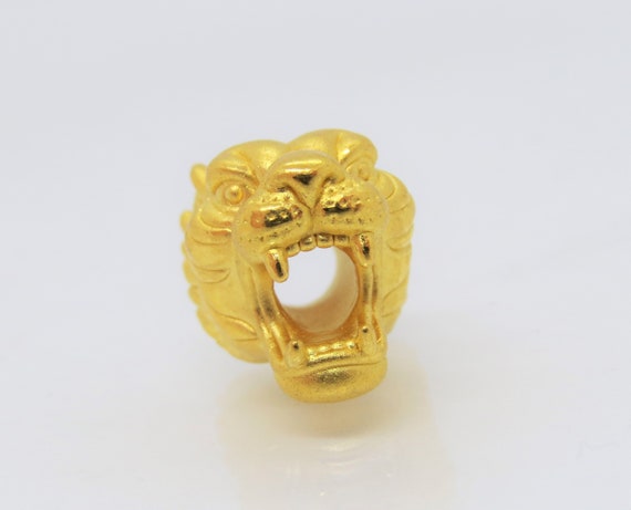 24K 9999 Pure Gold Tiger Head Vintage Charm Penda… - image 8