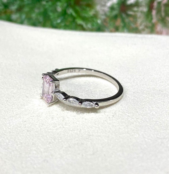 Vintage Sterling Silver Light Pink Sapphire & Whi… - image 3