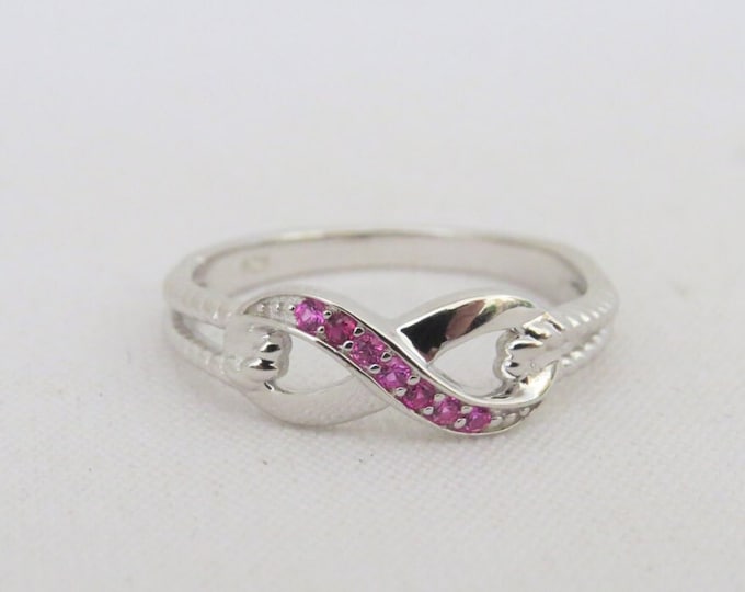 Vintage Sterling Silver Ruby Infinity Knot Ring Size 7
