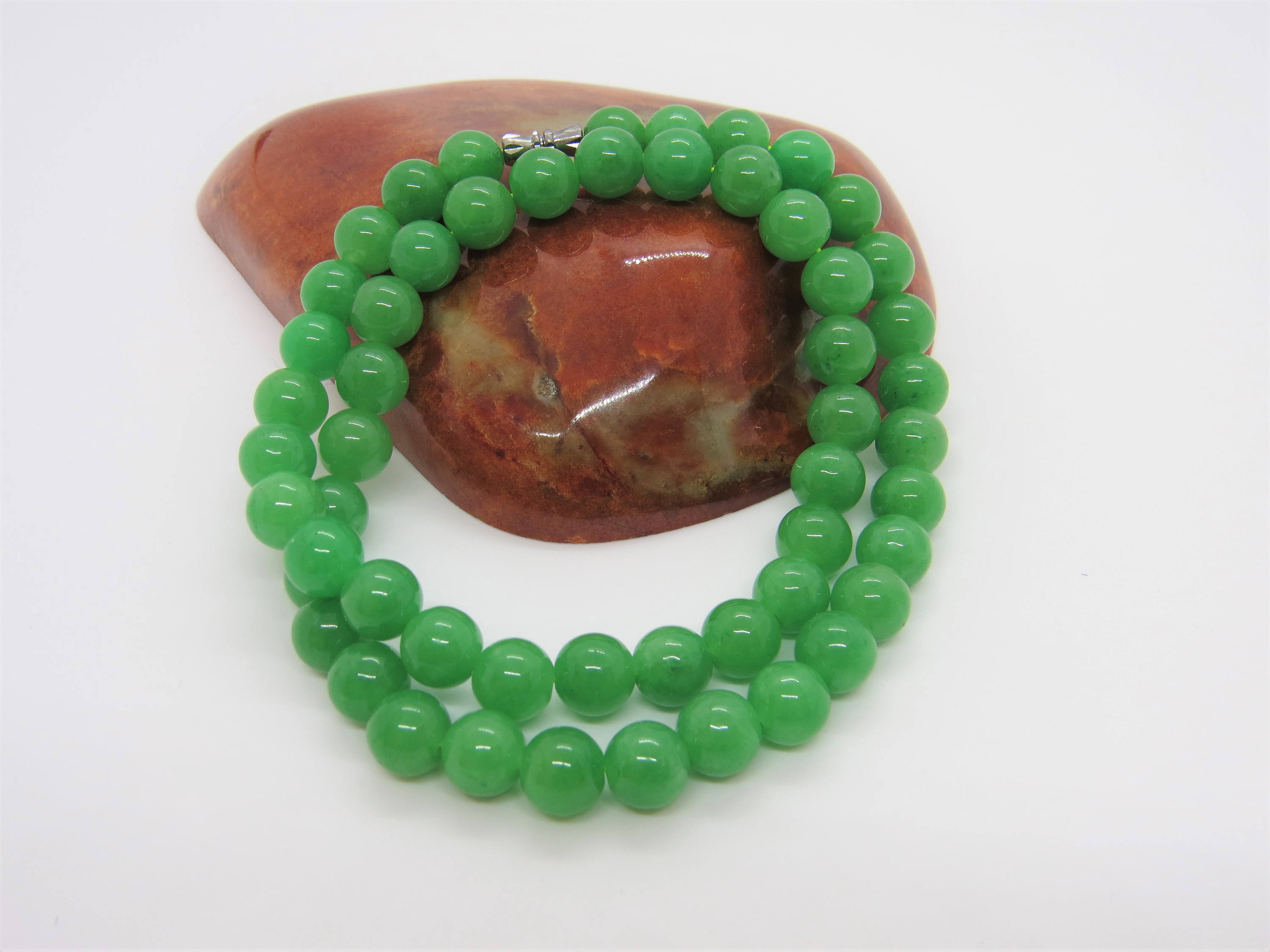 Vintage Jewelry Natural Apple Green Jade Jadeite Bead Necklace Etsy
