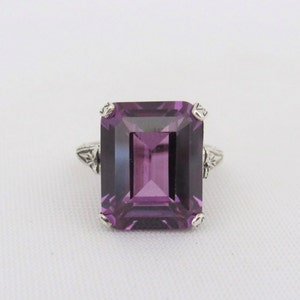 Vintage Sterling Silber Amethyst geschnitzt filigran Ring Größe 6