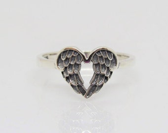 Vintage Sterling Silver Angel Wings Ring Size 7