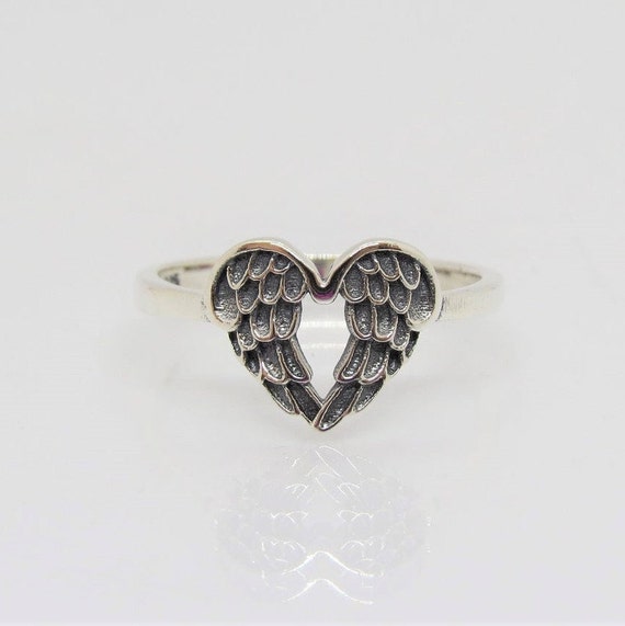925 Sterling Silver Angel Wings Ring