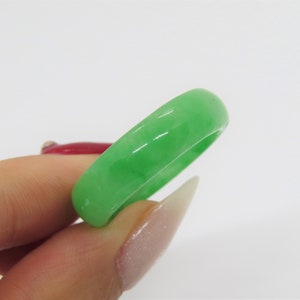 Vintage Natürliche Apfelgrün Jadeit Jade Bandring Größe 9