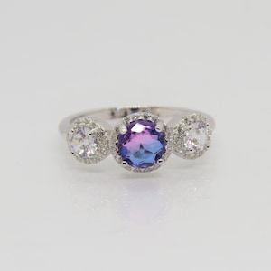 Vintage Sterling Silver Tourmaline & White Topaz Ring Size 8