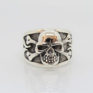 Vintage Sterling Silver Skull Men&#39;s Ring Size 9