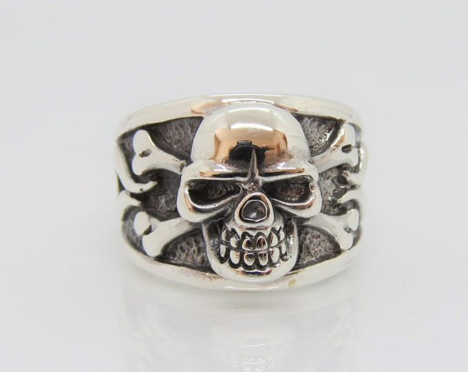 Vintage Sterling Silver Skull Men's Ring Size 9