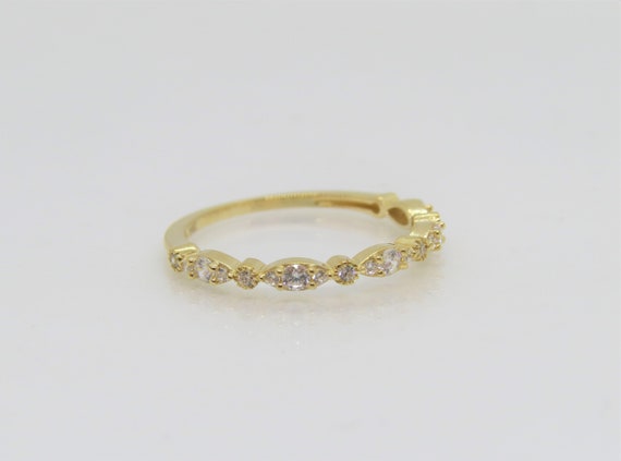 Vintage 14K Solid Yellow Gold White Topaz Ring Si… - image 6