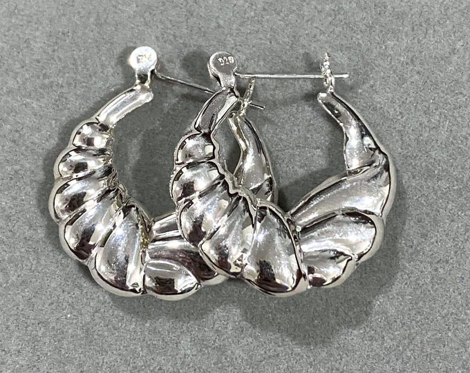 Vintage Sterling Silver Hoop Earrings.