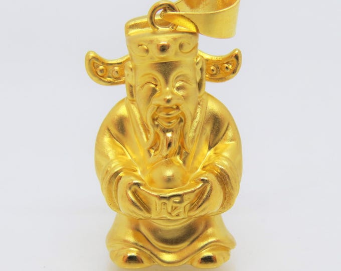 24K 999 Pure Gold 3D Mammon LUCK, WEALTH Vintage Pendant
