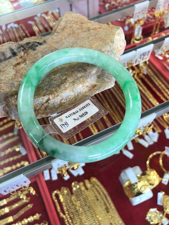 Translucent Natural Green, White Jadeite Jade Vin… - image 2