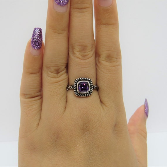 Vintage Sterling Silver Purple Amethyst Square Do… - image 7