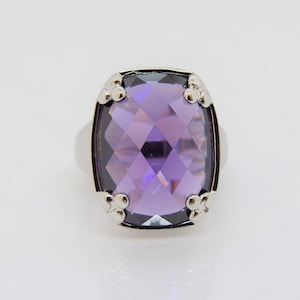 Vintage Sterling Silber Amethyst Kuppel Ring Größe 10