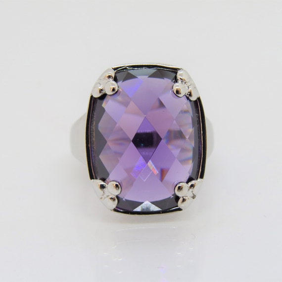 Vintage Sterling Silver Amethyst Dome Ring Size 10