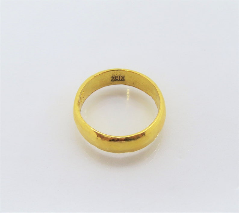 Vintage Pure 24K Solid Gold Wedding Band Ring Size 7.5 Etsy